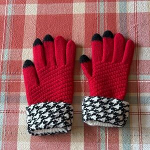 Red and Black Knit Gloves